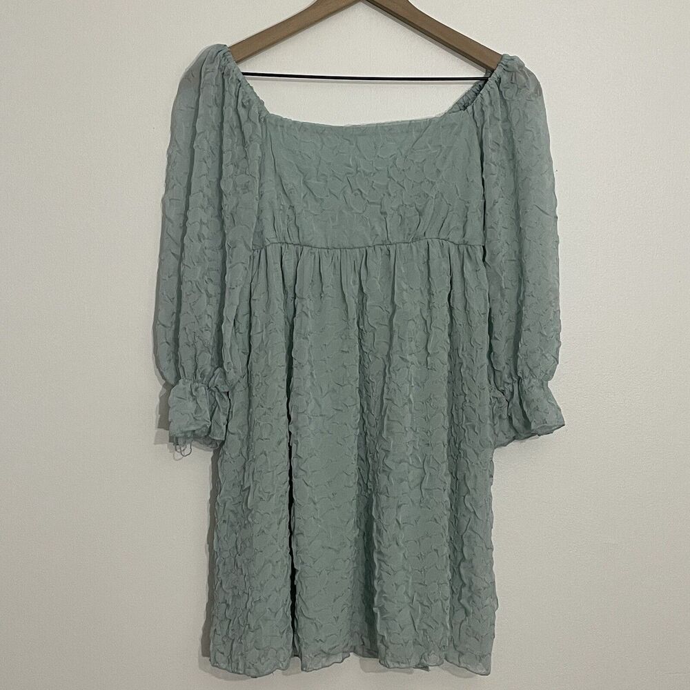 Allison & Kelly Cottagecore Babydoll Dress Size S Blue Textured Boho USA Made